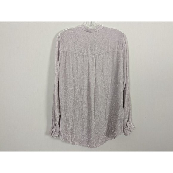 Eileen Fisher light purple‎ velvet long sleeve button up high low blouse sz S/P - Picture 7 of 9